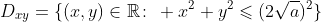 D_{xy}=\{(x,y)\in\mathbb{R}\colon\, x^2+y^2\leqslant(2\sqrt{a})^2\}