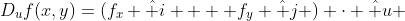 D_uf(x,y)=(f_x \hat i  + f_y \hat j ) \cdot \hat u 