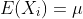 E(X_{i})=\mu