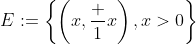 E:=\left\{\left(x,\frac 1x\right),x>0\right\}
