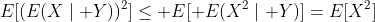 E[(E(X\mid Y))^2]\leq E[ E(X^2\mid Y)]=E[X^2]
