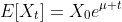 E[X_t]=X_0e^{\mu t}