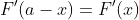 F'(a-x)=F'(x)