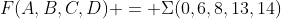 F(A,B,C,D) = \Sigma(0,6,8,13,14)