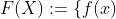 F:P(A)\rightarrow P(B)\,,\;\;F(X):=\{f(x)\,;\;x\in X\subset A\}\subset B