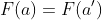 F(a)=F(a')