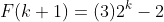 F(k+1)=(3)2^k-2