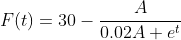 F(t)=30-\dfrac{A}{0.02A+e^t}