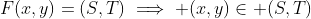 F(x,y)=(S,T)\implies (x,y)\in (S,T)