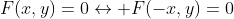 F(x,y)=0\leftrightarrow F(-x,y)=0