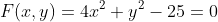 F(x,y)=4x^2+y^2-25=0