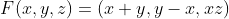 F(x,y,z)=(x+y,y-x,xz)