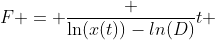 F = \frac {\ln(x(t))-ln(D)}{t} 