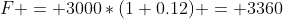 F = 3000*(1+0.12) = 3360