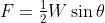 F={\textstyle\frac12}W\sin\theta
