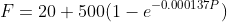 F=20+500(1-e^{-0.000137P})