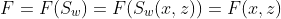 F=F(S_w)=F(S_w(x,z))=F(x,z)