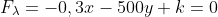 F_\lambda=-0,3x-500y+k=0