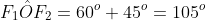 F_{1}\hat{O}F_{2}=60^{o}+45^{o}=105^{o}
