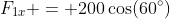 F_{1x} = 200\cos(60^\circ)
