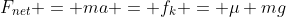 F_{net} = ma = f_k = \mu mg