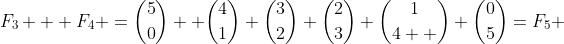 F_3 + F_4 =\binom{5}{0}+ \binom{4}{1}+\binom{3}{2}+\binom{2}{3}+\binom{1}{4  }+\binom{0}{5}=F_5 