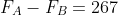 F_A-F_B=267\;\text{N}