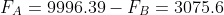 F_A=9996.39-F_B=3075.6