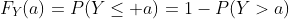 F_Y(a)=P(Y\le a)=1-P(Y>a)