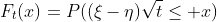 F_t(x)=P((\xi-\eta)\sqrt{t}\leq x)