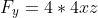 F_y=4*4xz