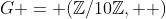 G = (\mathbb{Z}/10\mathbb{Z}, +)