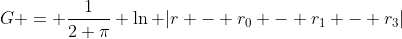 G = \frac{1}{2 \pi} \ln |r - r_0 - r_1 - r_3|