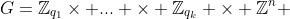 G=\mathbb{Z}_{q_1}\times ... \times \mathbb{Z}_{q_k} \times \mathbb{Z}^n 