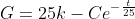 G=25k-Ce^{-\frac{t}{25}}