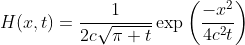 H(x,t)=\frac{1}{2c\sqrt{\pi t}}\exp\left(\frac{-x^2}{4c^2t}\right)