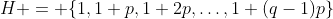 H = \{1,1+p,1+2p,\dots,1+(q-1)p\}