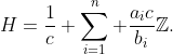 H=\frac{1}{c} \sum_{i=1}^n \frac{a_ic}{b_i}\mathbb{Z}.
