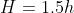 H=1.5h
