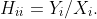 H_{ii}=Y_{i}/X_{i}.