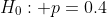 H_0: p=0.4
