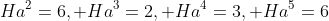 Ha^2=6, Ha^3=2, Ha^4=3, Ha^5=6