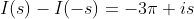 I(s)-I(-s)=-3\pi is