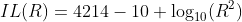 IL(R)=4214-10 \log_{10}(R^2)