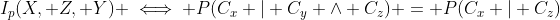 I_p(X, Z, Y) \iff P(C_x | C_y \land C_z) = P(C_x | C_z)