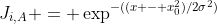 J_{i,A} = \exp^{-((x - x_{0}^2)/2\sigma^2)}