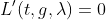 L'(t,g,\lambda)=0