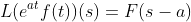L(e^{at}f(t))(s)=F(s-a)