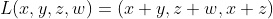 L(x,y,z,w)=(x+y,z+w,x+z)