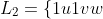 L_2=\{1u1vw\#v'^R0u^R1\mid u,v,v',w\in\{0,1\}^*,|v|=|v'|\}